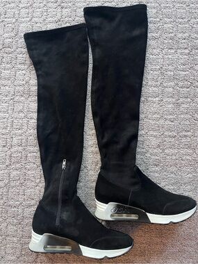 Ash Miracle Black Over-the-Knee Wedge Sneaker Boots